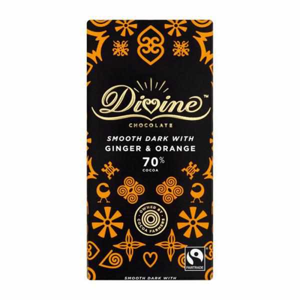DARK CHOCOLATE WITH GINGER & ORANGE, 70% COCOA, GINGER & ORANGE