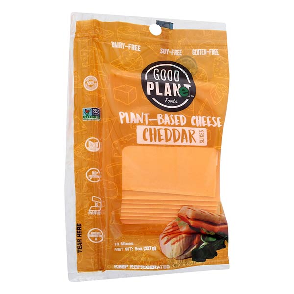 Good Planet Foods Plant Based Cheddar Cheese Slice, 8 Ounce -- 7 per case