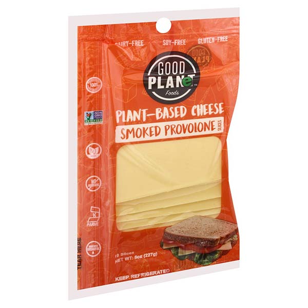 Good Planet Foods Plant Based Smoked Provolone Cheese Slices, 8 Ounces -- 7 per case