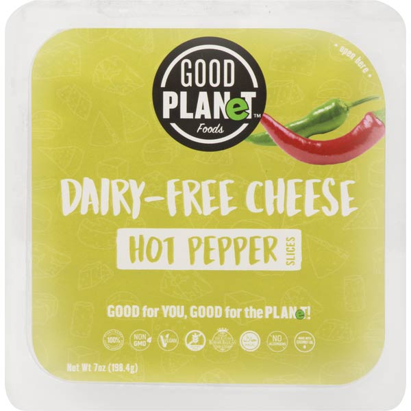 Good Planet Foods Hot Pepper Plant Based Cheese Slices,  8 Ounces -- 7 per case