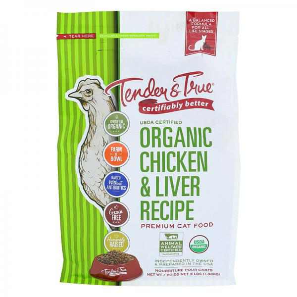 Tender & True Organic Chicken & Liver Recipe Dry Cat Food, 3 lb bag