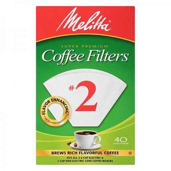 Melitta Cone Coffee Filters, White, No. 2, 40-Count Filters (Pack of 12)