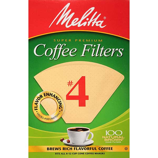 Melitta Cone Coffee Filters, Natural Brown, No. 4, 40-Count Filters