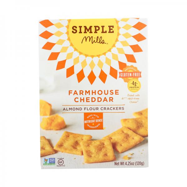 (6 Pack) Simple Mills Crackers, Farmhouse Cheddar, Almond Flour, 4.25 Oz.