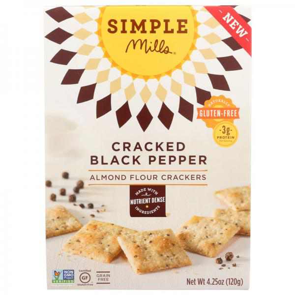 (6 Pack) Simple Mills Cracked Black Pepper Almond Flour, 4.25 Oz.
