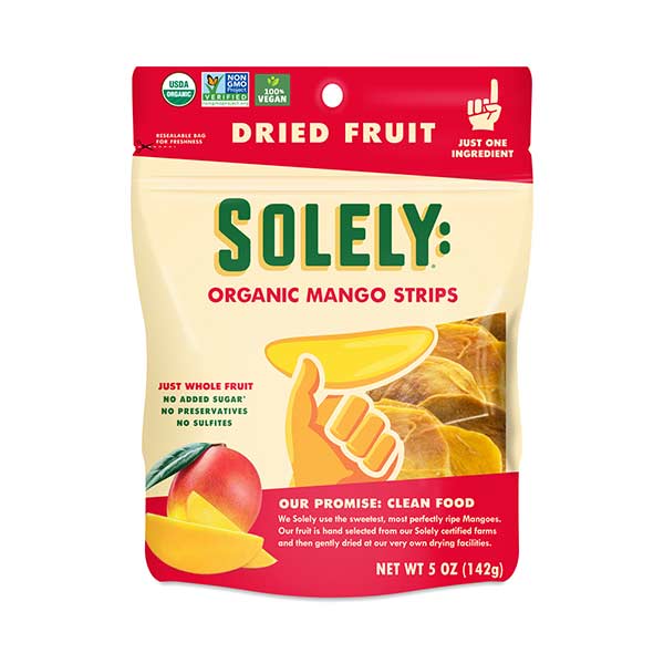 Solely Organic Dried Fruit, Mango Strips 5 Oz Pouch