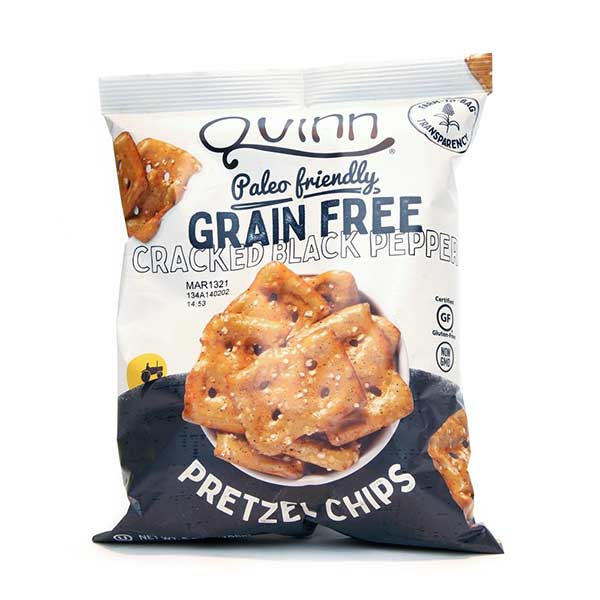 Quinn Popcorn, Pretzel Chips, Grain Free, Cracked Black Pepper, 5.5 Oz (156 G)