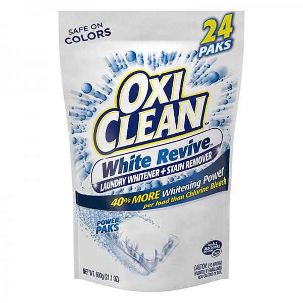 OxiClean White Revive Laundry Whitener + Stain Remover Power Paks, 24 Count