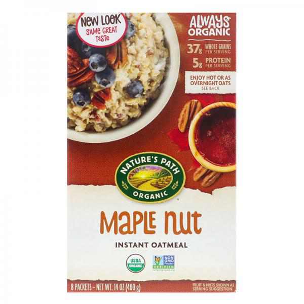 Nature's Path Organic Instant Hot Oatmeal, Maple Nut, 8-Count Boxes (Pack of 6)