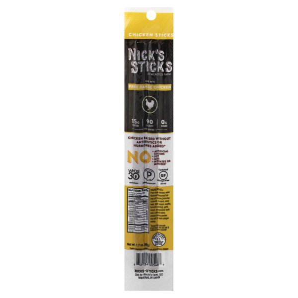 Nick's Sticks - Snack Stk Chicken Fr Rnge - Case of 25 - 1.7 Oz