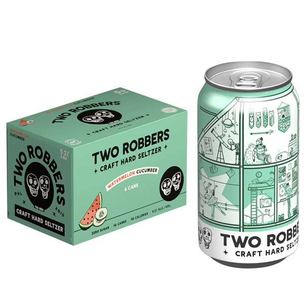 Two Robbers Watermellon With Cucumber Hard Seltzer,12 OZ - 6 PK