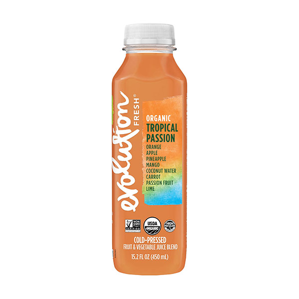 Evolution Fresh Organic Tropical Passion, 100% Cold-Pressed Fruit & Vegetable Juice Blend, Orange, 15.2 Fl Oz