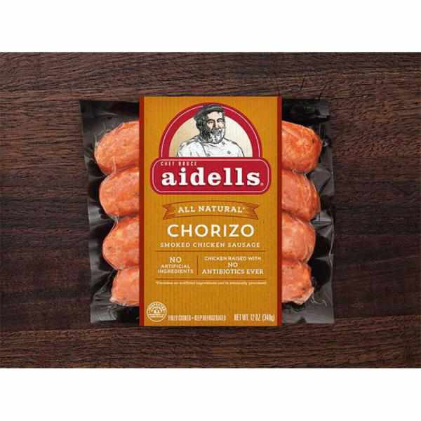 AIDELLS, CHORIZO SMOKED CHICKEN SAUSAGE