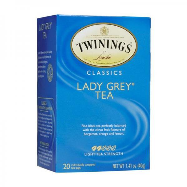 Twinings Lady Grey Tea, Tea Bags, 20-Count Boxes 1.41 ozs., (Pack of 6)