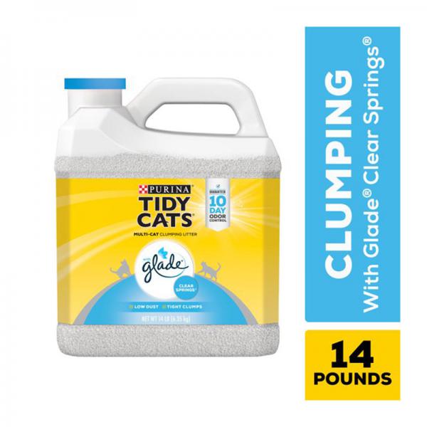 Purina Tidy Cats Clumping Cat Litter, Glade Clear Springs Multi Cat Litter, 14 l