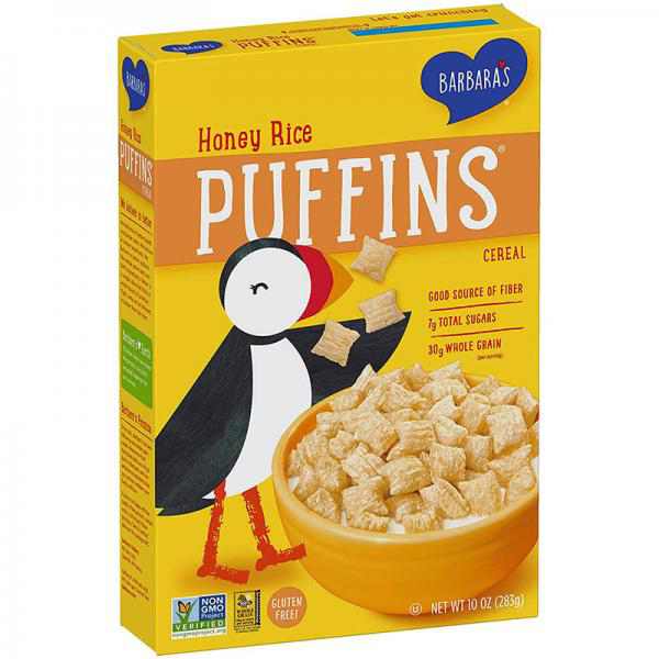 Barbara's Bakery Puffins Cereal, Honey Rice, 10-Ounce Boxes (Pack of 6)