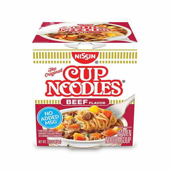 Nissin Cup O'Noodles Ramen Noodle Soup, Beef Flavor, 2.25-Ounce (Pack of 12)