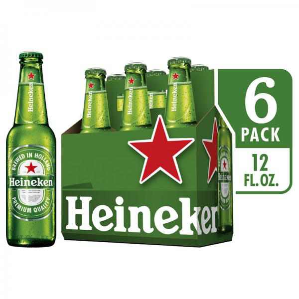 Heineken Lager, 6 Pack, 12 Fl Oz Bottles