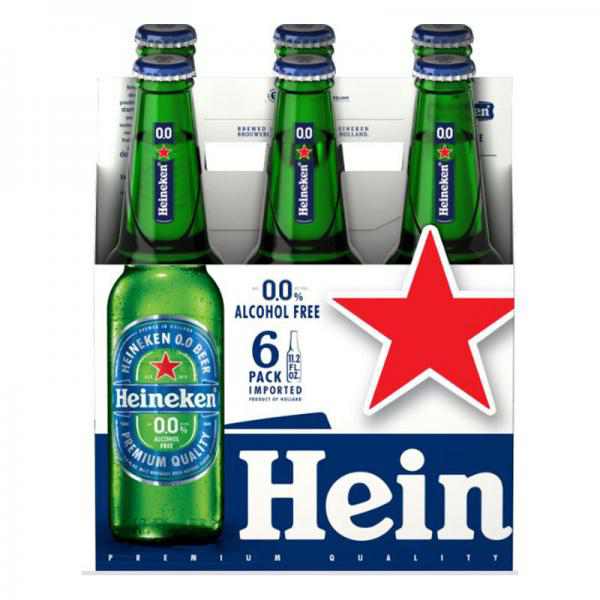 Heineken 0.0 Alcohol Free Beer, 6 Pack, 11.2 Fl Oz Bottles, 69 Calories