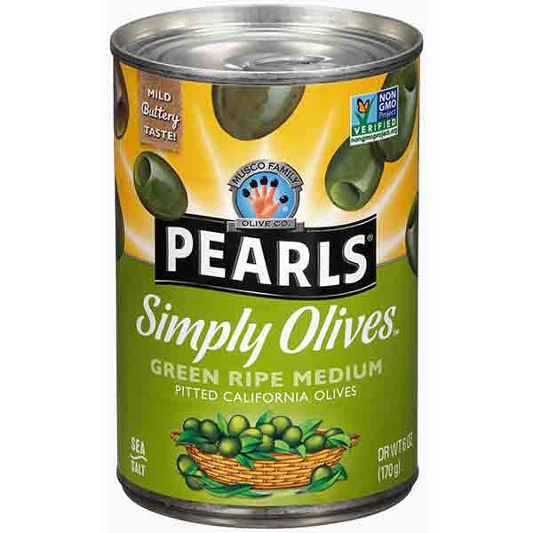 Pearls Green Ripe Medium Pitted Olives - 6oz
