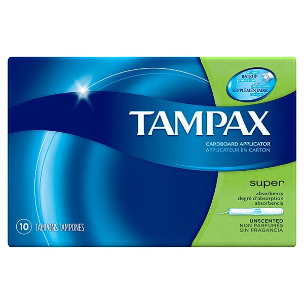 Tampax Cardboard Super Tampons, Unscented, 10 count