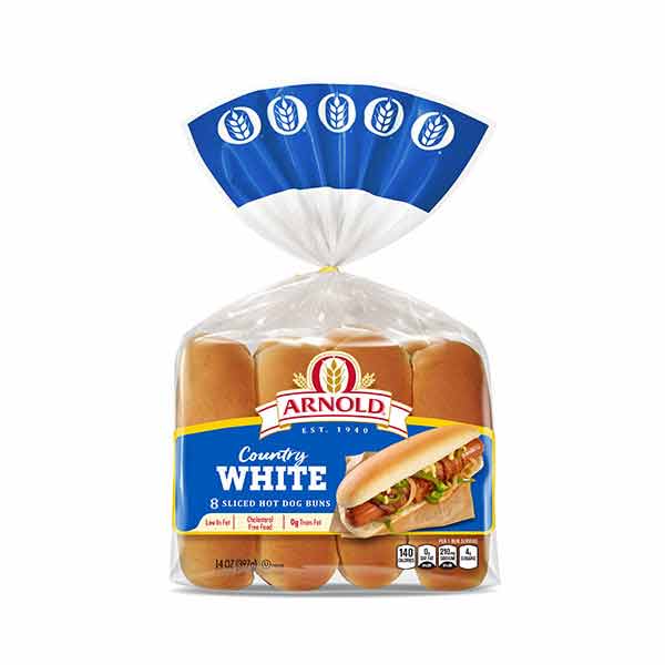 Arnold Country White Hotdog Roll 8 Count 14 Oz