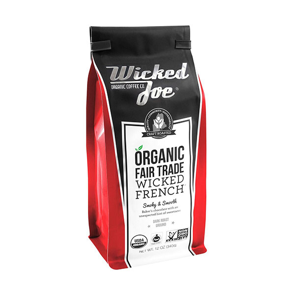 Wicked Joe Organic Dark Roast Ground Coffee, Wicked French, 12 Oz, 1 Ct