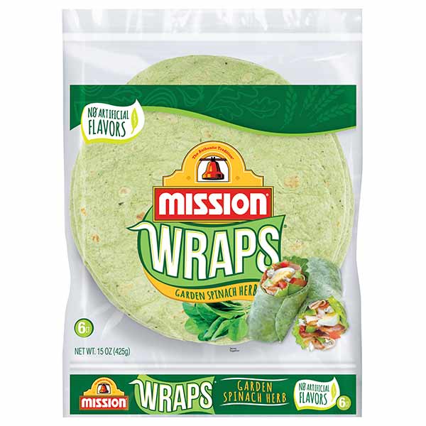 Mission Large Garden Spinach & Herb Wrap Tortillas - 15oz/6ct
