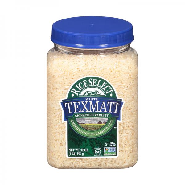 RiceSelect Texmati White Rice, Long Grain American Basmati, 32-Ounce Jars (Pack