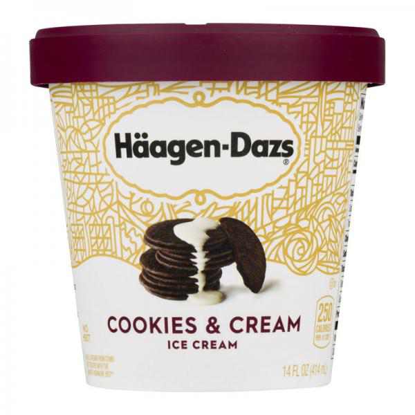 HAAGEN-DAZS Ice Cream, Cookies & Cream, 14 Fl. Oz. Cup No rBST