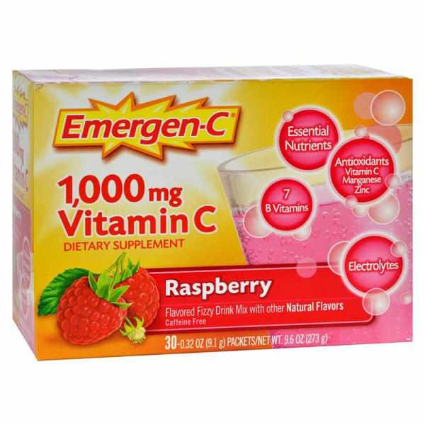 Emergen-C Raspberry Vitamin C Dietary Supplement Fizzy Drink Mix, 1000 mg