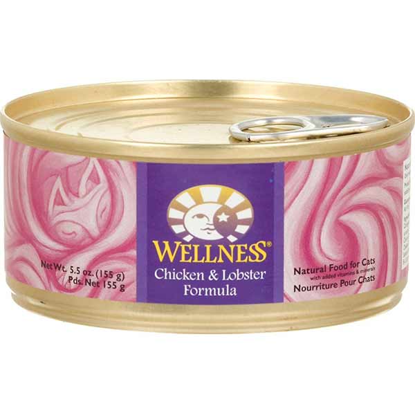 Wellness Pet Products Cat Food Chicken and Lobster Case of 24 5.5 Oz