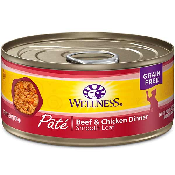 Wellness Pet Products Cat Food Beef and Chicken Case of 24 5.5 Oz.