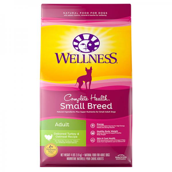 Wellness Complete Health Natural Dry Small Breed Dog Food, Turkey & Oatmeal, 4-P