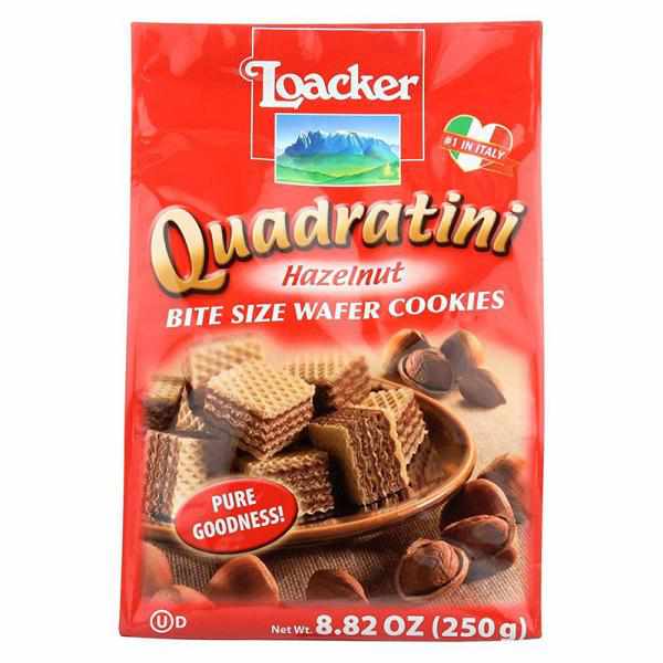 Loacker Quadratini Hazelnu Wafer Cookies, 8.82-Ounce Packages (Pack of 8)