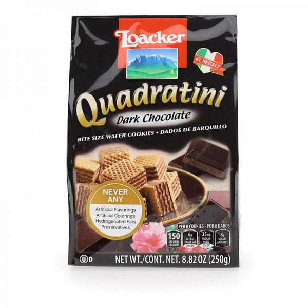 Loacker Quadratini Chocolate Wafer Cookies, 8.82-Ounce Packages (Pack of 8)