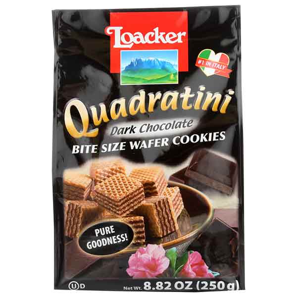 Loacker Quadratini Dark Chocolate Wafer Cookies, 8.82 Oz
