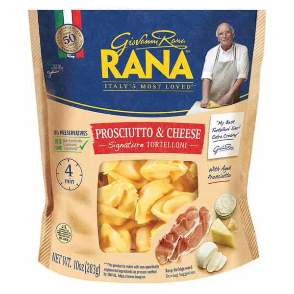 Prosciutto & Cheese Tortelloni Ages Prosciutto & a Blend of Cheeses Wrapped in Thin Pasta, Prosciutto & Cheese