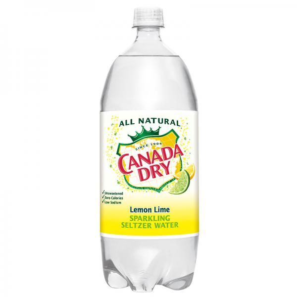 Canada Dry All Natural Lemon Lime Sparkling Seltzer Water Bottle, 2 L