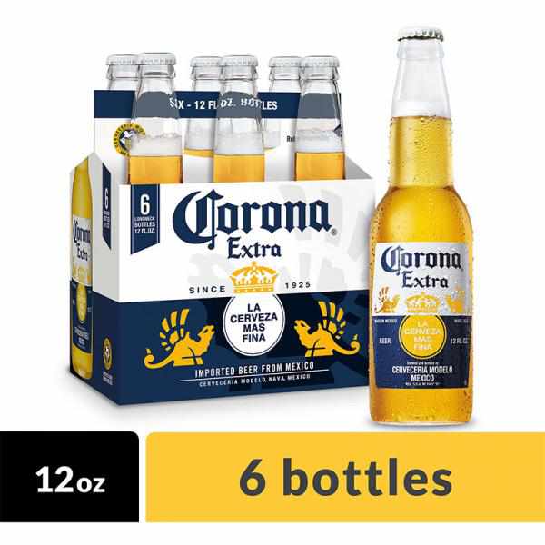 Corona Extra Beer Mexican Import Beer, 6 Pk 12 Fl Oz Bottles, 4.6% ABV