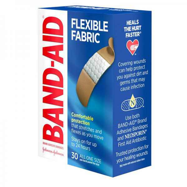 Band-Aid Brand Flexible Fabric Adhesive Bandages, All One Size, 8 ct