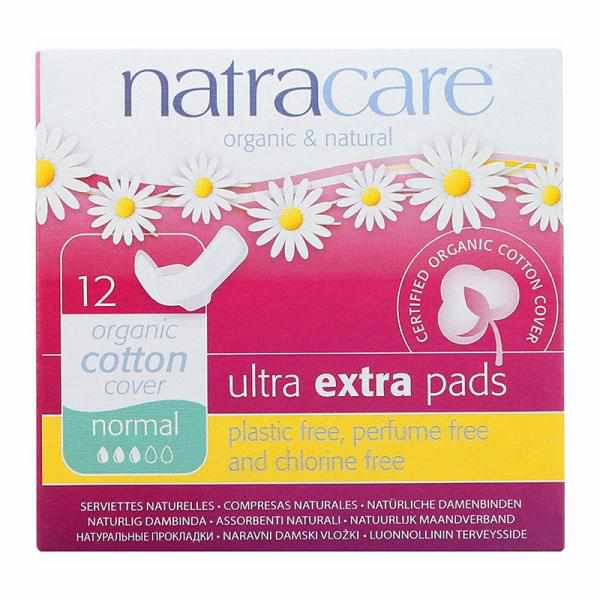 Natracare Ultra Extra Pads w/wings - Normal - 12 Count