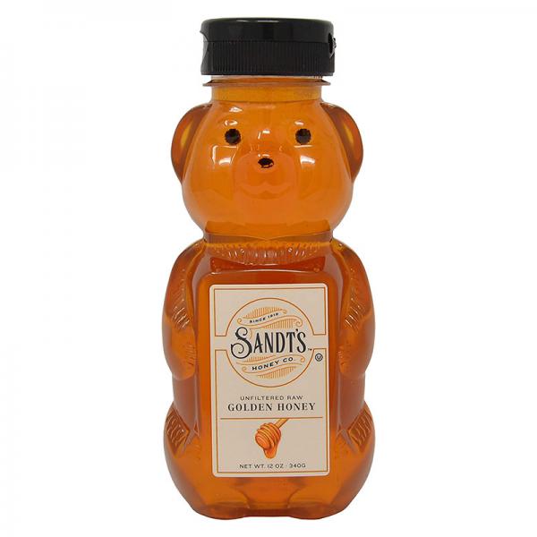 Sandt's Unfiltered Raw Pure Clover 12 Ounce Honey Bear (pack Of 6) With Magnet