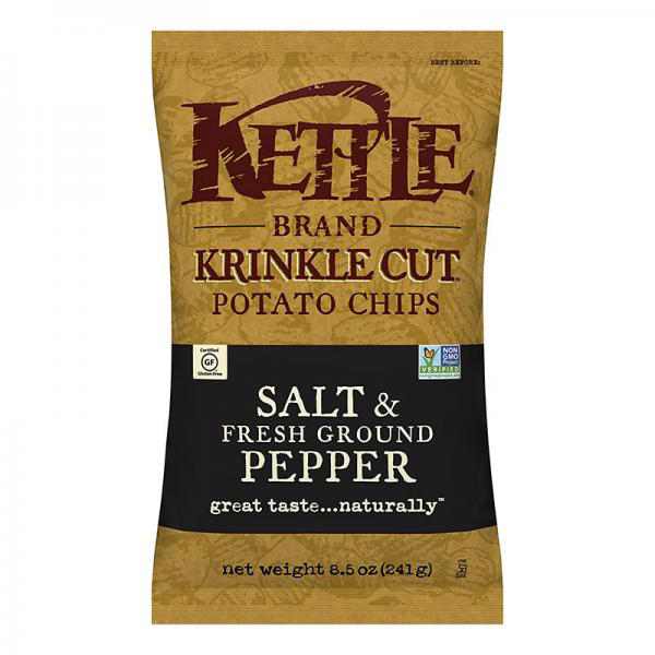 Kettle Brand Potato Chips, Krinkle Cut Salt & Fresh Ground Pepper, 5 Oz
