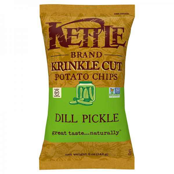 Kettle Brand Krinkle Cut Potato Chips, Dill Pickle, 5 Oz