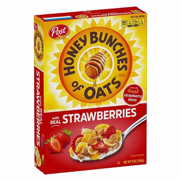 Post Honey Bunches of Oats with Real Tasty Strawberries Cereal, 13 oz