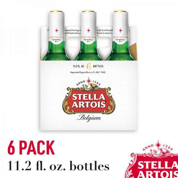 Stella Artois Lager, 6 Pack Beer, 11.2 FL OZ Bottles, 5% ABV