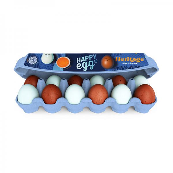 Happy Egg Heritage Breed Blue & Brown Free Range Large Grade a Eggs 12 Ct
