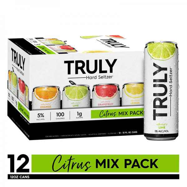 TRULY Hard Seltzer Citrus Variety, 12pk, 12oz Beer White Cans, Gluten Free, Light