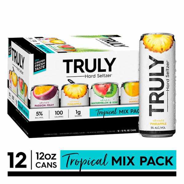 TRULY Hard Seltzer Tropical Variety, 12pk, 12oz Beer White Cans, Gluten Free, Light